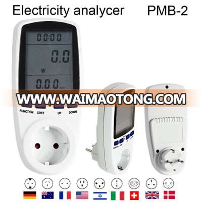 Europe Plug Energy Power Meter Socket with Electricity Usage Monitors