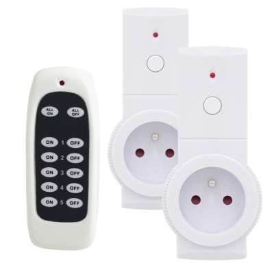 French 30M Meter RF Wireless Remote Control 2 Double Dual Twin Pair Sockets